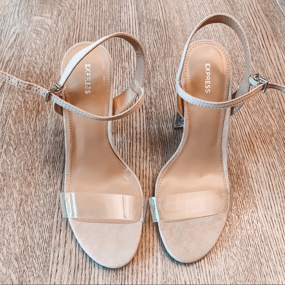 Express nude and clear Strappy Heel
